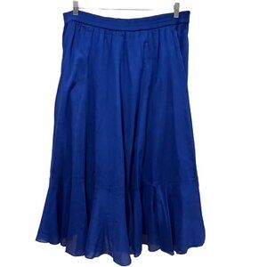 Soft Surroundings Pull On Full Ruffle Hem Midi-Maxi Skirt, Cotton, Blue, LP
